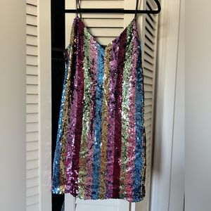ASOS striped sequin party dress